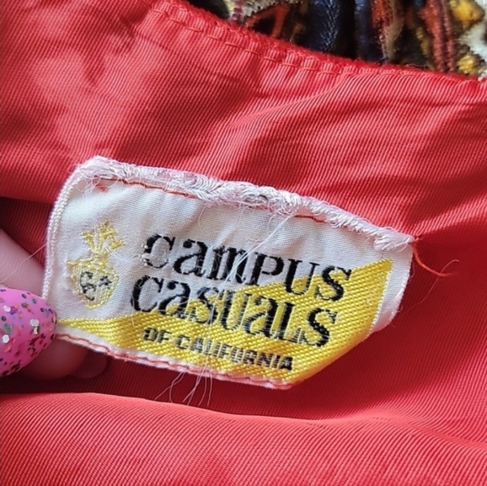 Vintage Campus Casuals Velour Tapestry Maxi Dress 70's Hippie Boho Paisley S - Picture 7 of 7
